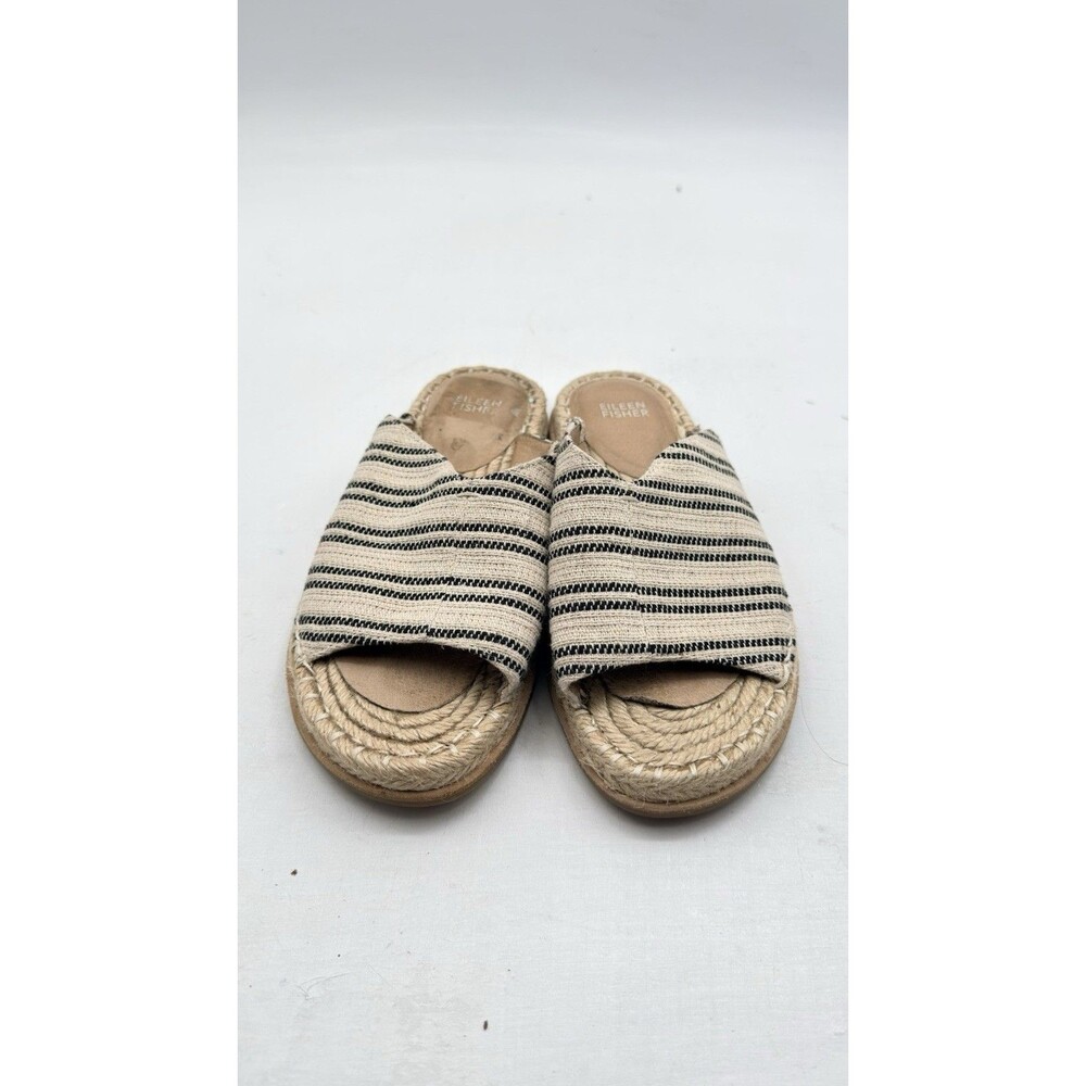 Eileen Fisher 8 Milly Slide Espadrille Sandal Coastal Nautical Open Toe 8.5 - Picture 2 of 6